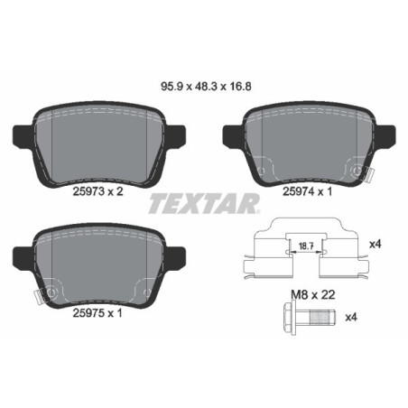TEXTAR 2597301 Brake Pads Set Rear for Fiat 500L