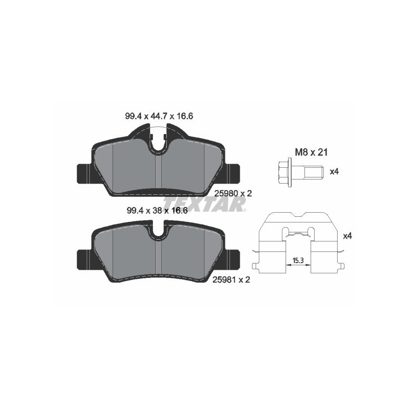 TEXTAR 2598001 Bremsbeläge Hinten für