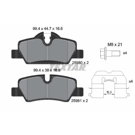 TEXTAR 2598001 Klocki hamulcowe tył dla MINI Hatchback Convertible