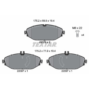 TEXTAR 2207601 Brake Pads Set Front for Mercedes E C CLS GLC