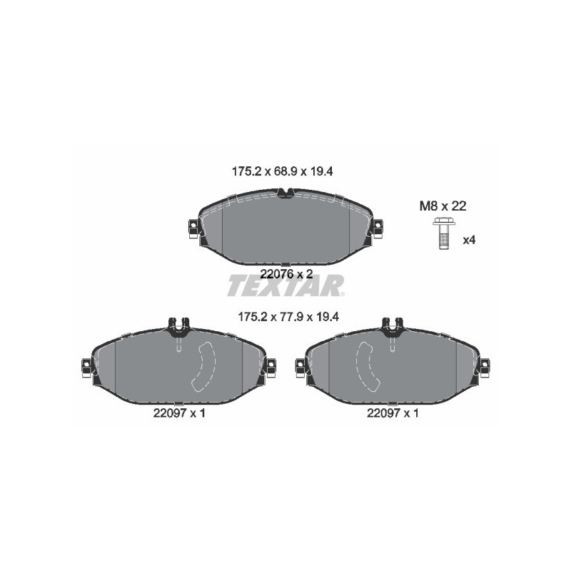 TEXTAR 2207601 Brake Pads Set Front for Mercedes E C CLS GLC