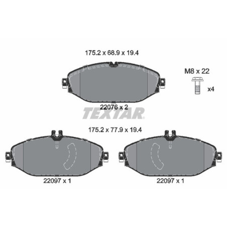 TEXTAR 2207601 Brake Pads Set Front for Mercedes E C CLS GLC