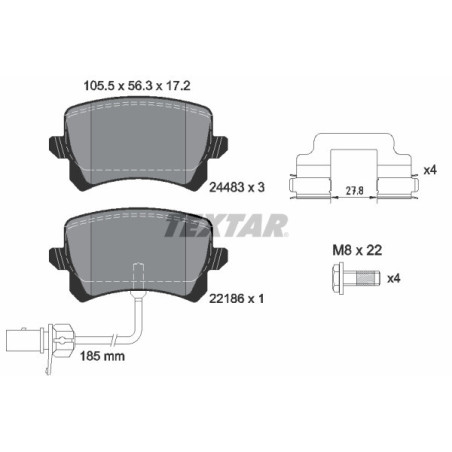 TEXTAR 2448307 Klocki hamulcowe tył dla Audi Q3