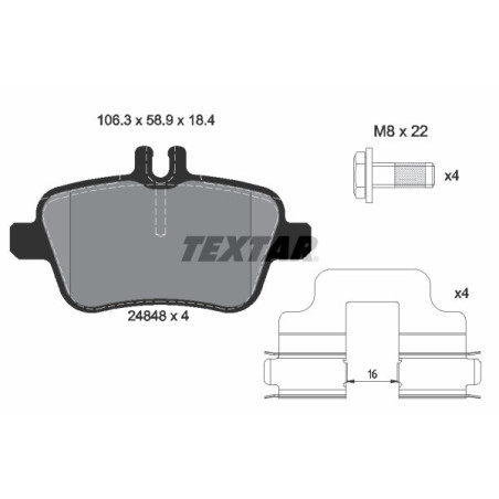 TEXTAR 2484803 Pastillas de freno trasero para CLA B GLA A Q30 QX30 SLC SLK