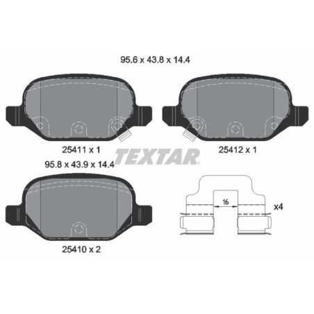 TEXTAR 2541101 Bremsbeläge Hinten für