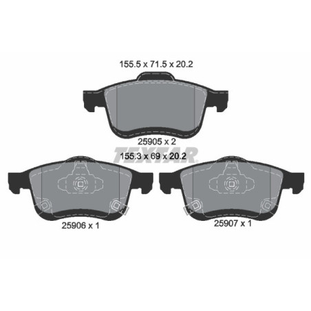 TEXTAR 2590501 Brzdové platničky predný pre Fiat 500L