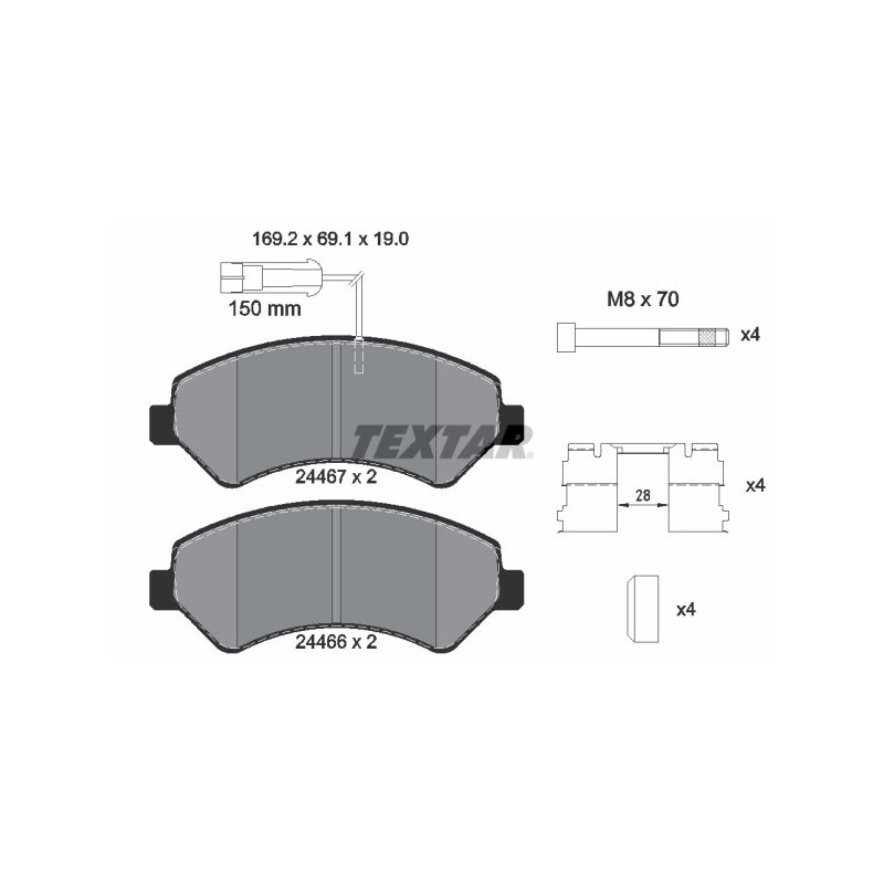 TEXTAR 2446703 Brzdové destičky přední pro Ducato Boxer JUMPER Movano