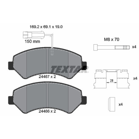 TEXTAR 2446703 Bremsbeläge Vorne für Ducato Boxer JUMPER Movano