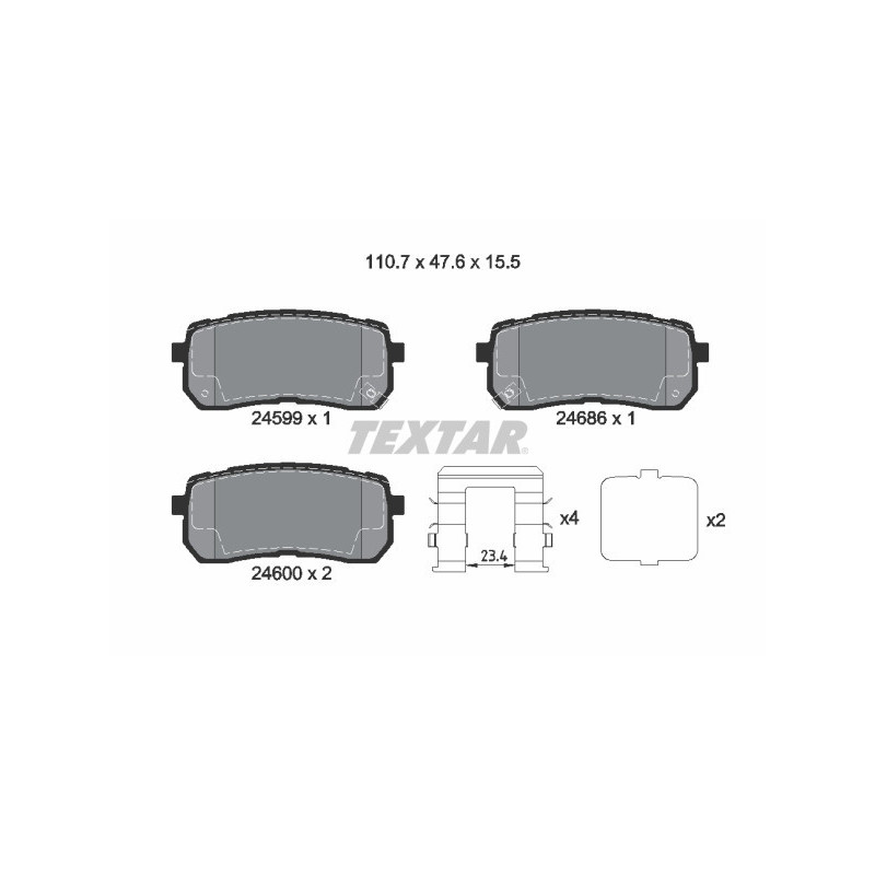 TEXTAR 2459904 Pastiglie freno posteriore per Sorento ix55