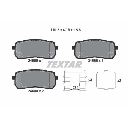 TEXTAR 2459904 Klocki hamulcowe tył dla Sorento ix55