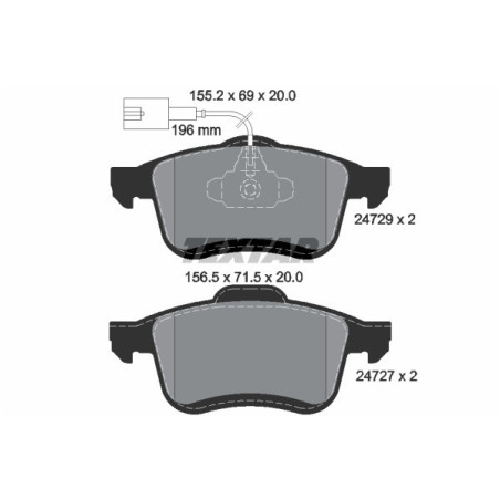 TEXTAR 2472901 Brake Pads Set Front for Doblo Combo Delta