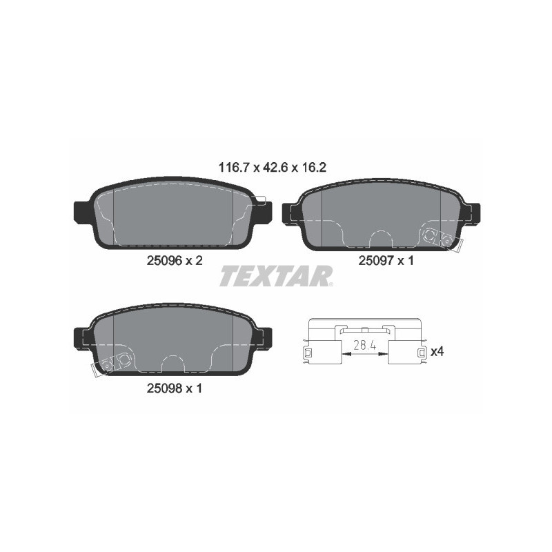 TEXTAR 2509606 Pastillas de freno trasero para Zafira Astra
