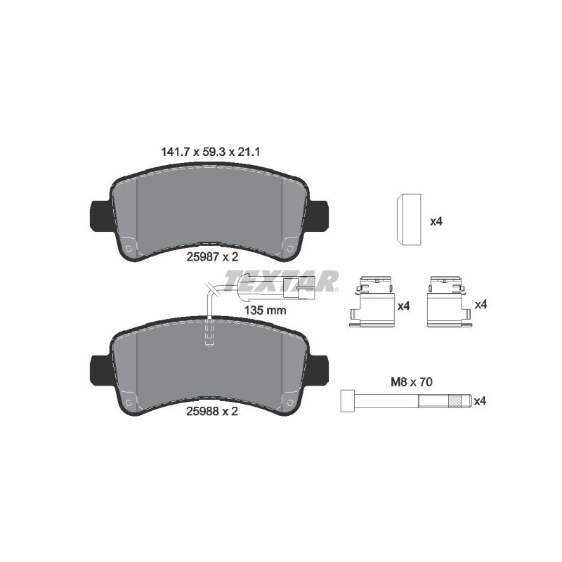 TEXTAR 2598701 Brzdové destičky zadní pro Ducato JUMPER Boxer Movano