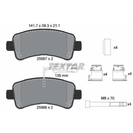 TEXTAR 2598701 Brzdové platničky zadný pre Ducato JUMPER Boxer Movano