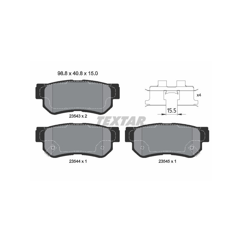 TEXTAR 2354306 Bremsbeläge Hinten für Kia Magentis Opirus