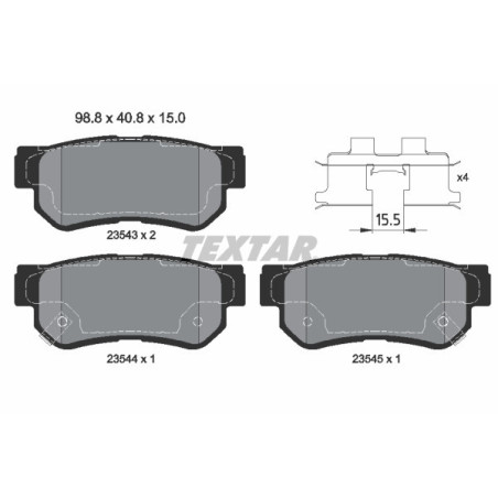 TEXTAR 2354306 Brake Pads Set Rear for