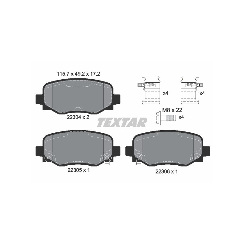 TEXTAR 2230401 Brake Pads Set Rear for Renegade 500X Compass Commander