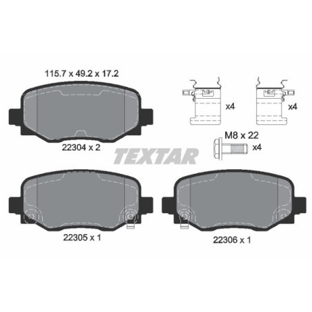 TEXTAR 2230401 Brzdové destičky zadní pro Renegade 500X Compass Commander