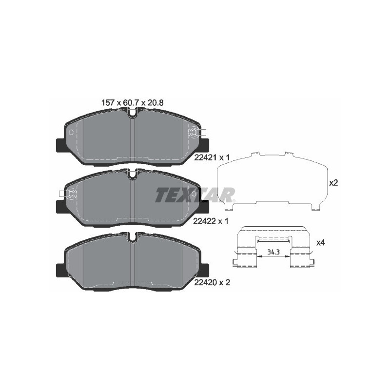 TEXTAR 2242101 Brake Pads Set Front for Hyundai H350