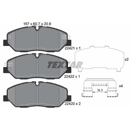 TEXTAR 2242101 Pastiglie freno anteriore per Hyundai H350