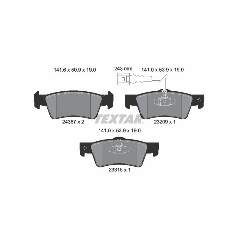 TEXTAR 2436704 Bremsbeläge Hinten für VW Touareg