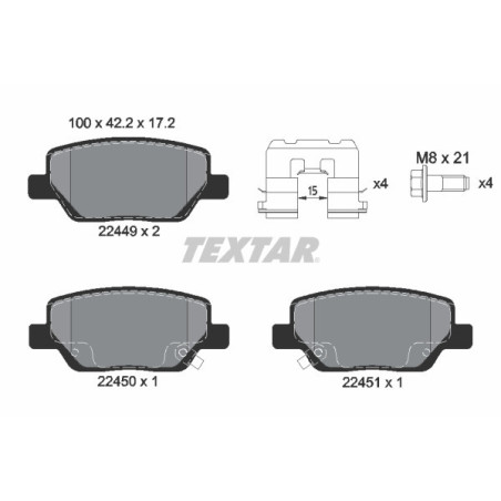 TEXTAR 2244901 Brzdové platničky zadný pre Fiat Tipo