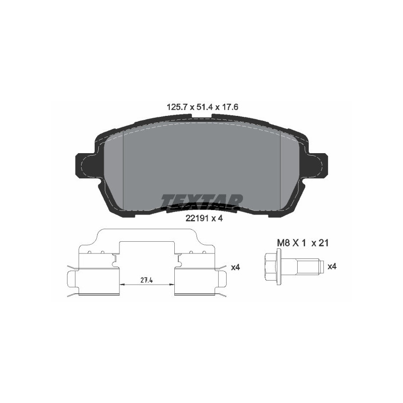 TEXTAR 2219103 Brzdové platničky predný pre Ford Ka+