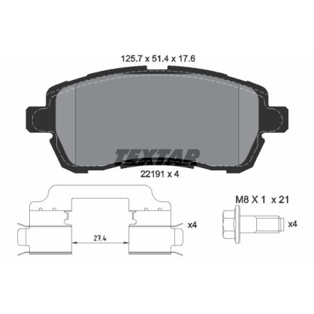 TEXTAR 2219103 Klocki hamulcowe przód dla Ford Ka+