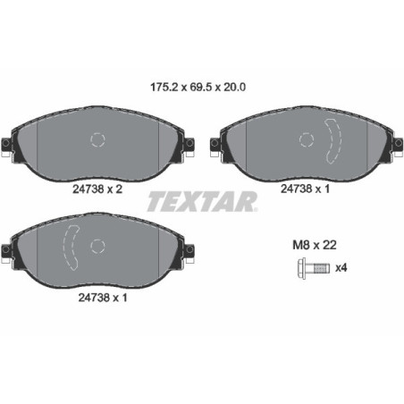 TEXTAR 2473806 Brzdové destičky přední pro Q3 Arteon Golf Tiguan Passat