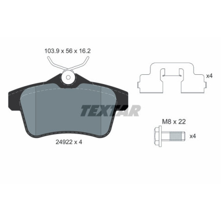 TEXTAR 2492204 Pastillas de freno trasero para DS DS5
