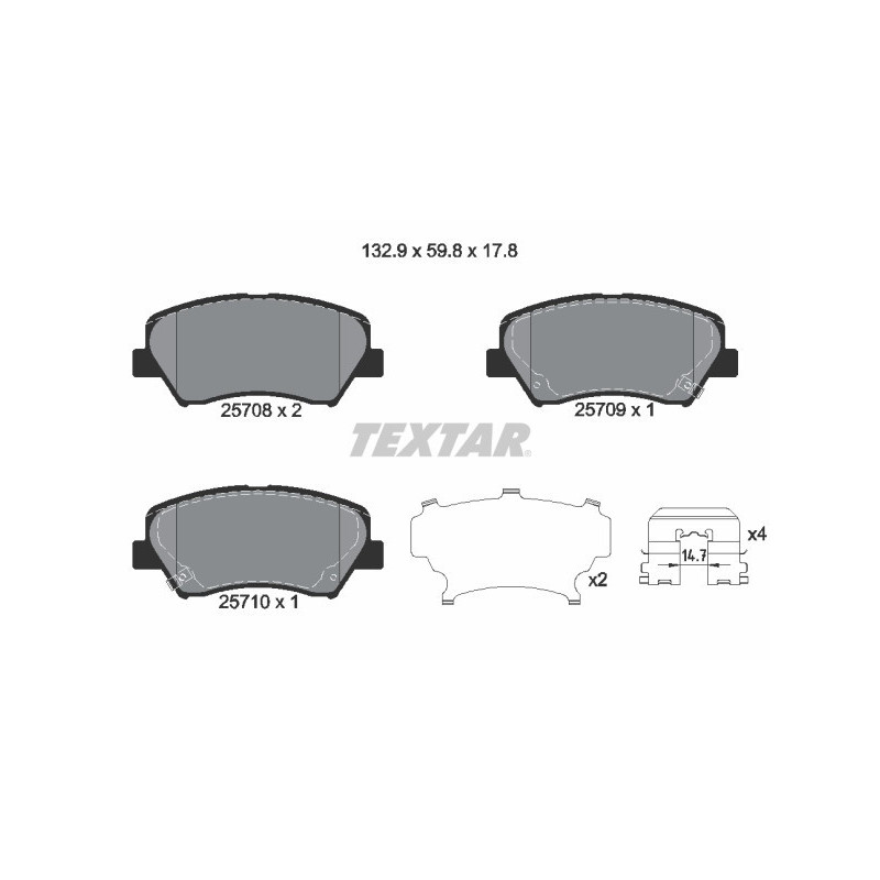 TEXTAR 2570801 Klocki hamulcowe przód dla Cerato i30 Cee'D Ceed Elantra Veloster Equus