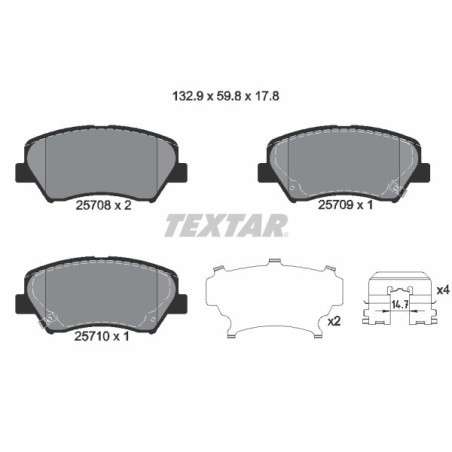 TEXTAR 2570801 Plaquettes de frein avant pour Cerato i30 Cee'D Ceed Elantra Veloster Equus