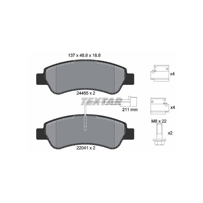 TEXTAR 2446503 Brzdové destičky zadní pro Ducato Boxer JUMPER Movano