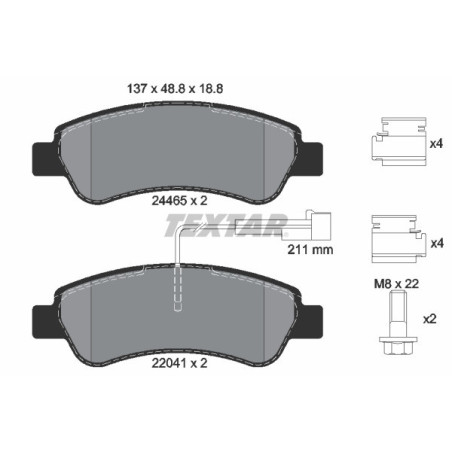TEXTAR 2446503 Klocki hamulcowe tył dla Ducato Boxer JUMPER Movano
