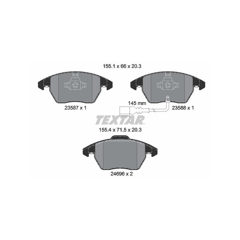 TEXTAR 2469602 Brzdové destičky přední pro Passat Golf Caddy A3 Jetta Touran Superb TT