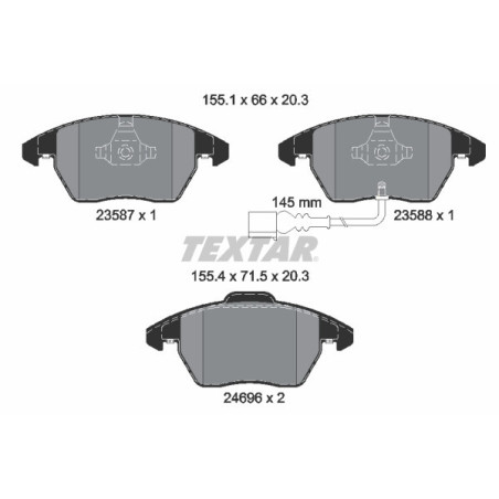 TEXTAR 2469602 Brake Pads Set Front for Passat Golf Caddy A3 Jetta Touran Superb TT Beetle Altea A1