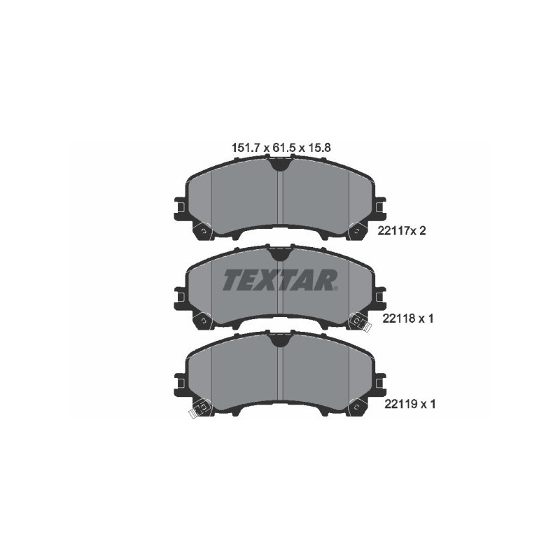 TEXTAR 2211701 Brake Pads Set Front for X-Trail Q50 Koleos Q60 QX50