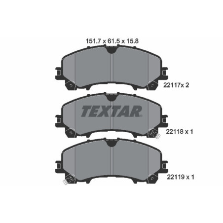 TEXTAR 2211701 Pastillas de freno delantero para X-Trail Q50 Koleos Q60 QX50