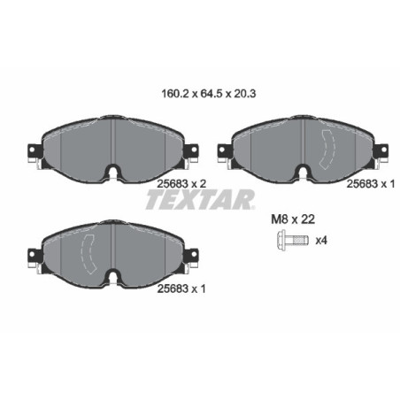 TEXTAR 2568303 Pastillas de freno delantero para Caddy Golf Passat Q3 Arteon Tiguan T-Roc