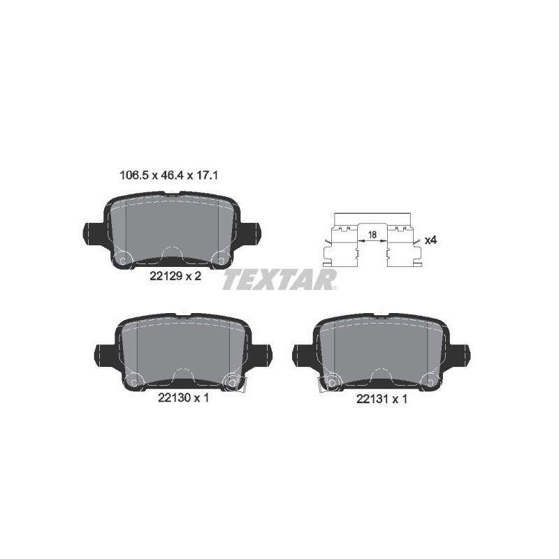 TEXTAR 2212901 Brzdové platničky zadný pre Astra Cruze Volt Ampera-E Bolt