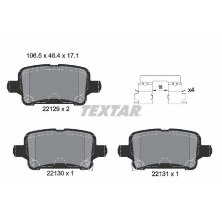 TEXTAR 2212901 Brake Pads Set Rear for Astra Cruze Volt Ampera-E Bolt
