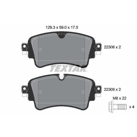 TEXTAR 2230801 Klocki hamulcowe tył dla A4 A5 A6 Q5 Q7 A8 A7 Touareg