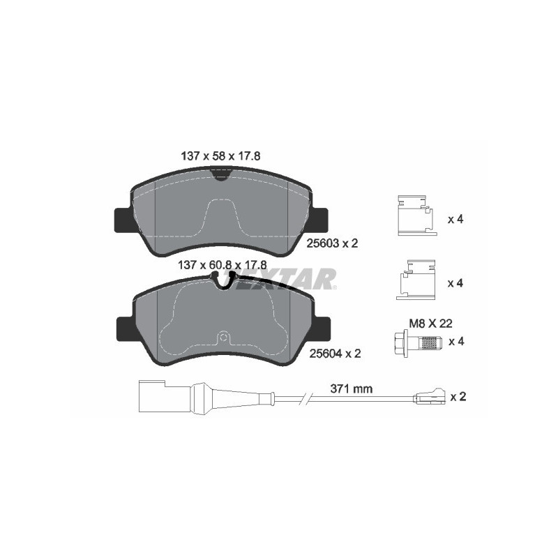 TEXTAR 2560303 Brzdové platničky zadný pre Ford Transit