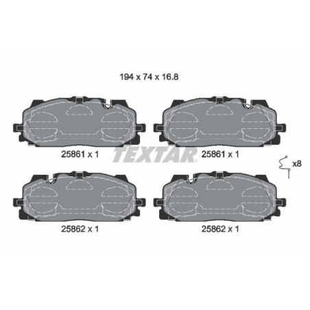 TEXTAR 2586101 Klocki hamulcowe przód dla A5 A6 A4 Q5 A7 Q7 A3 Touareg Q8 A8 Formentor