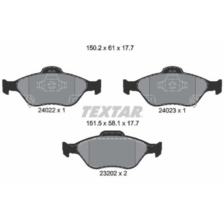 TEXTAR 2402201 Brzdové platničky predný pre Yaris Charade