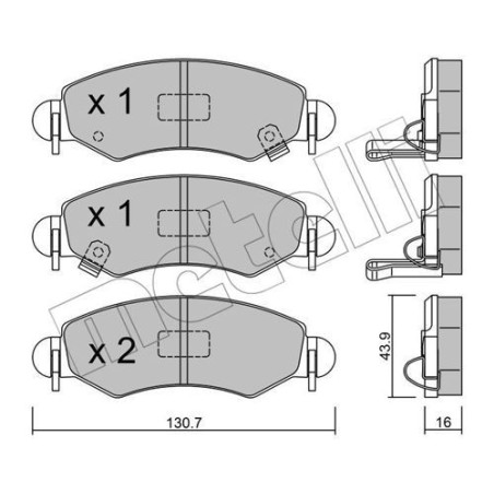 METELLI 22-0339-1 Brzdové destičky Přední pro
