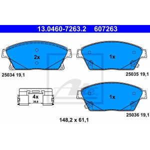 ATE 13.0460-7263.2 Pastillas de freno delantero para Astra Cruze Zafira Mokka Trax Orlando Ampera