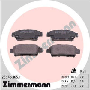 ZIMMERMANN 23646.165.1 Plaquettes de frein Arrière pour