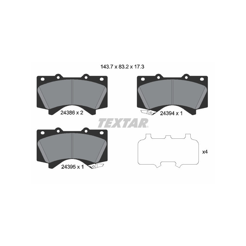 TEXTAR 2438601 Brzdové destičky Přední pro