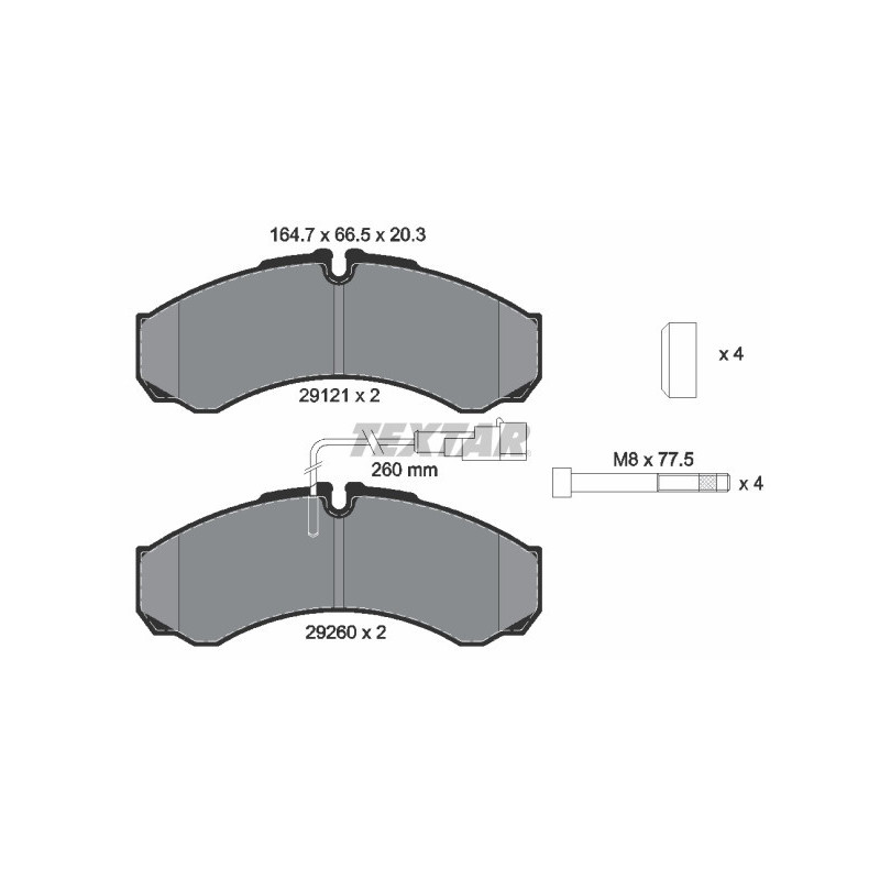 TEXTAR 2912113 Plaquettes de frein arrière pour Daily Cabstar
